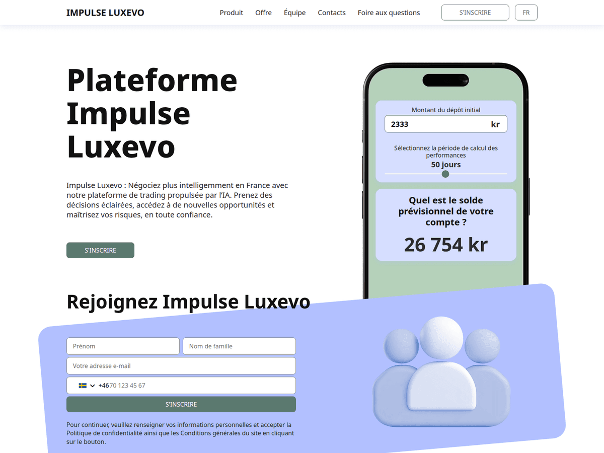 Screenshot der Webseite Impulse Luxevo (impulse-luxevo.com)