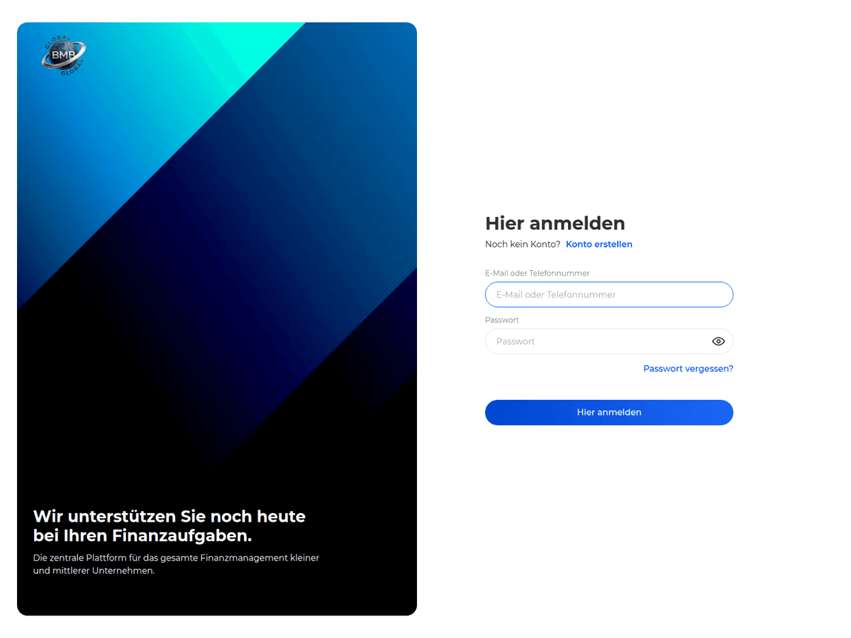 Screenshot der Webseite Bmb Global (my.bmb-global.com)