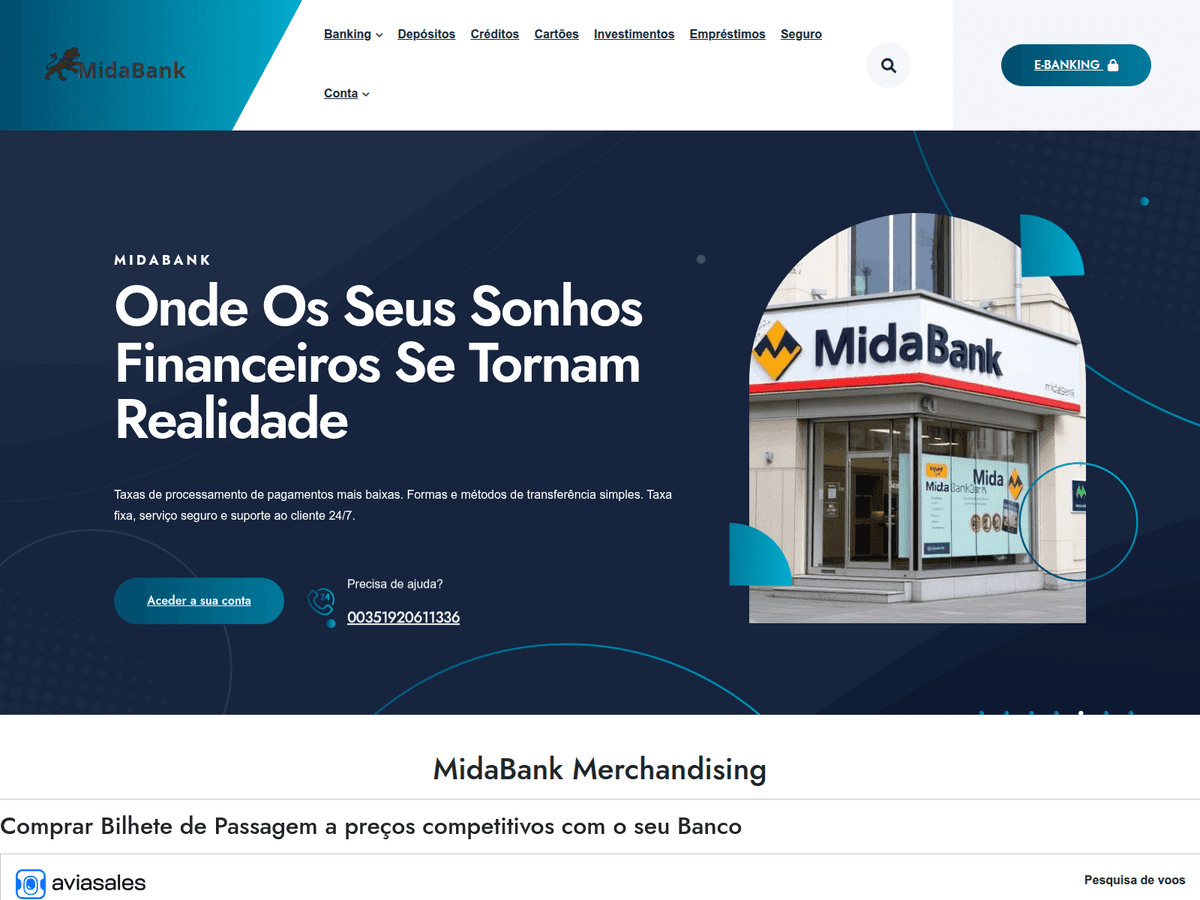 Screenshot der Webseite Midabank (midabank.pt)