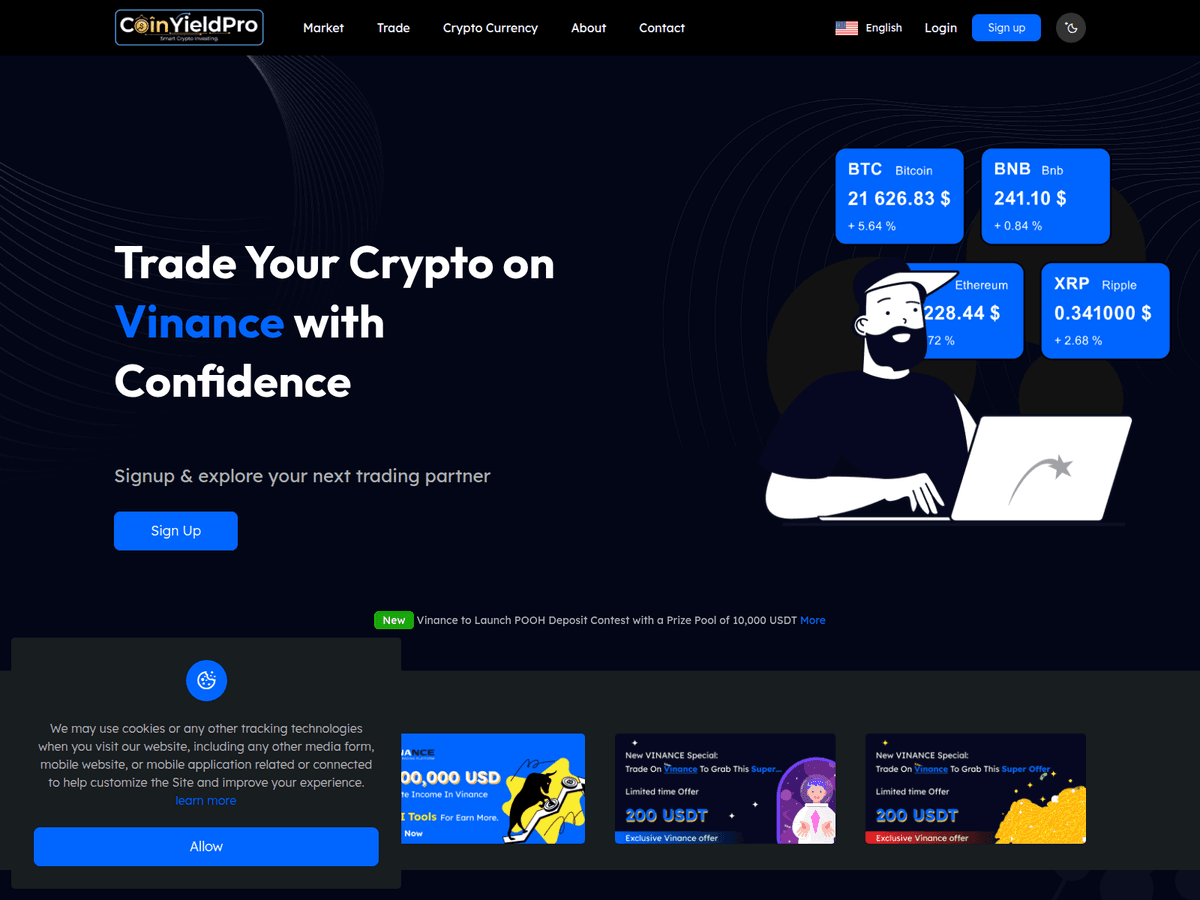 Screenshot der Webseite Valconcareers (coinyieldpro.com.valconcareers.com)