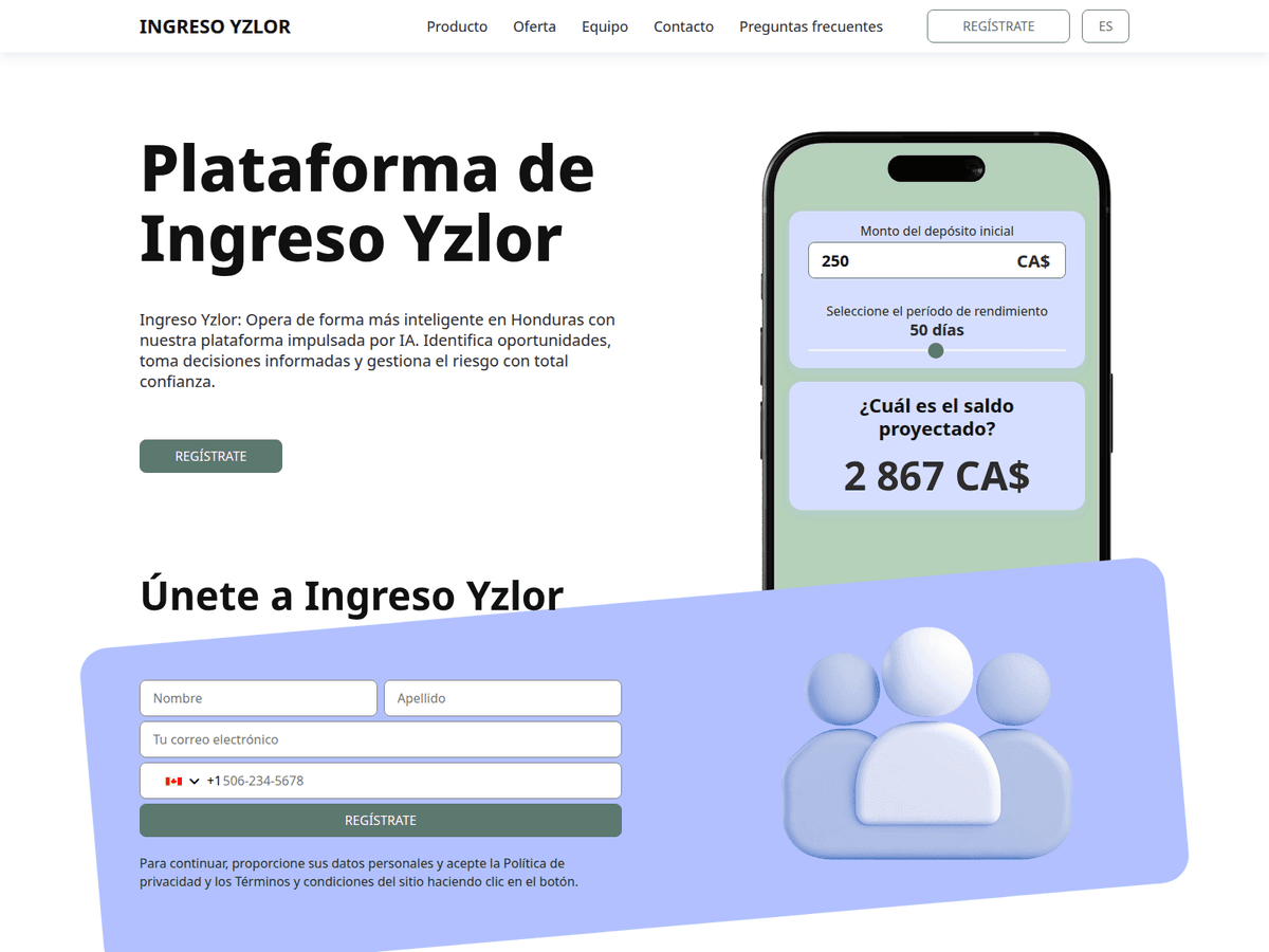 Screenshot der Webseite Ingreso Yzlor (ingreso-yzlor.com)