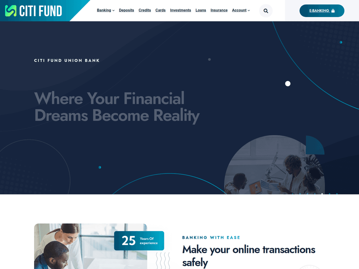 Screenshot der Webseite Citifundunionbank (ebanking.citifundunionbank.com)