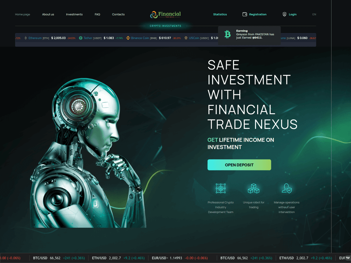 Screenshot der Webseite Fintradenexus (fintradenexus.com)