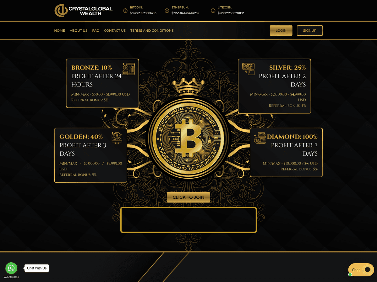 Screenshot der Webseite Crystalglobalwealth (crystalglobalwealth.com)