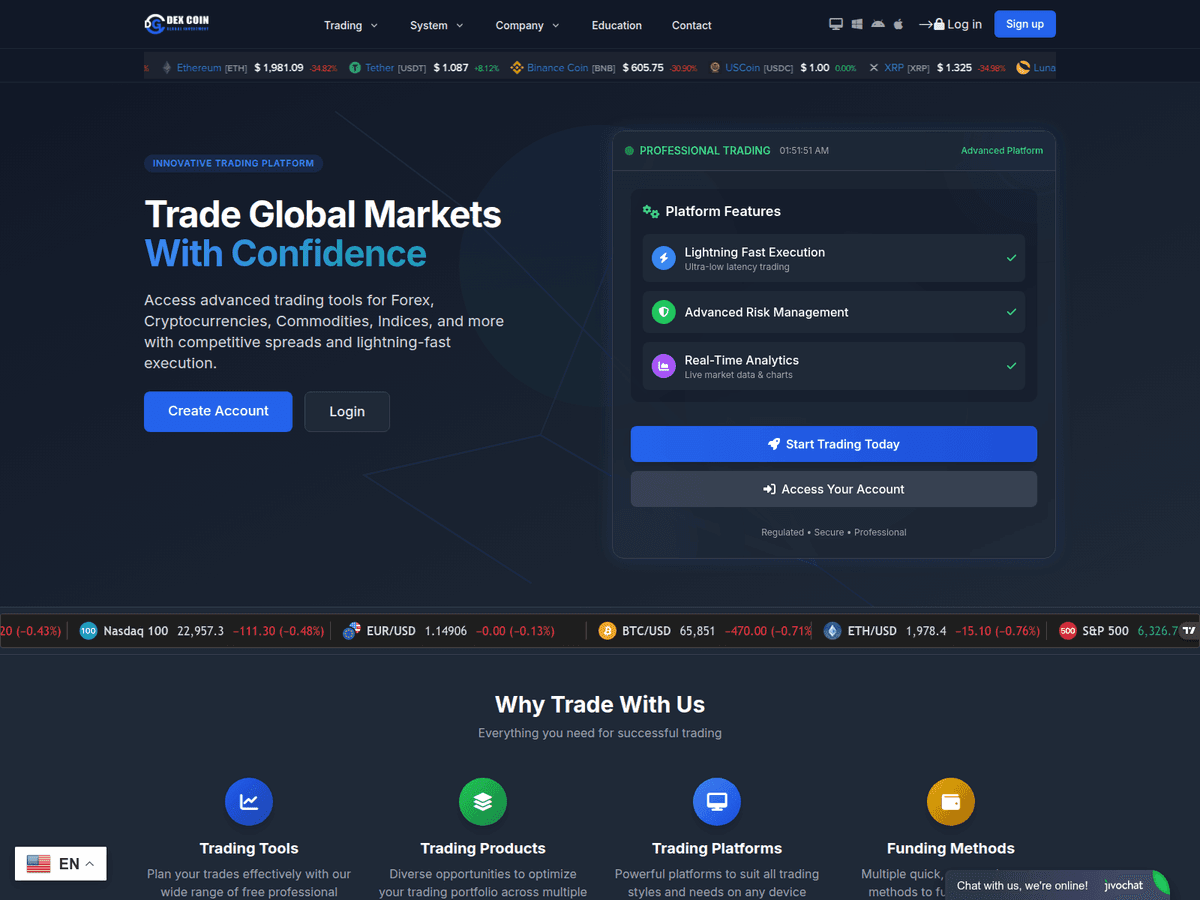 Screenshot der Webseite Dexcgin (dexcgin.com)