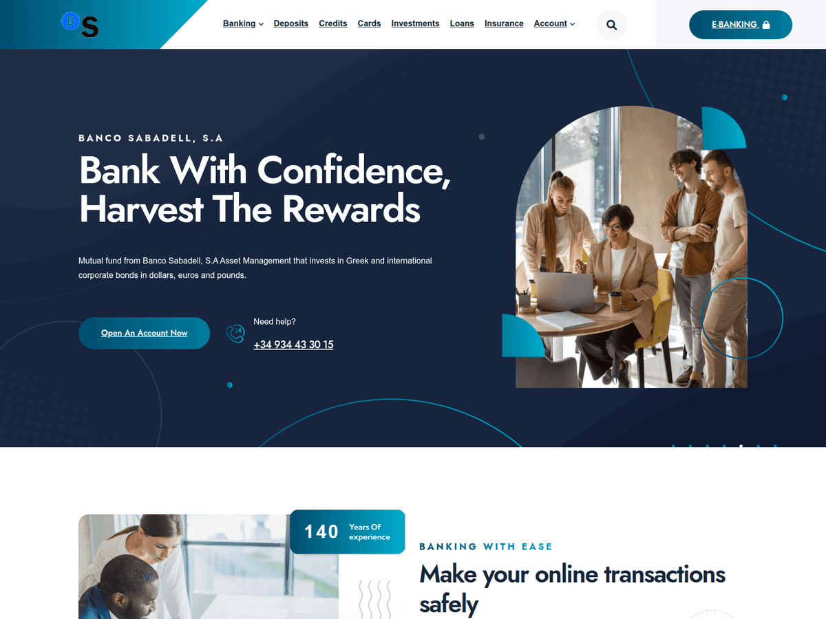 Screenshot der Webseite Bancoabadells (bancoabadells.com)