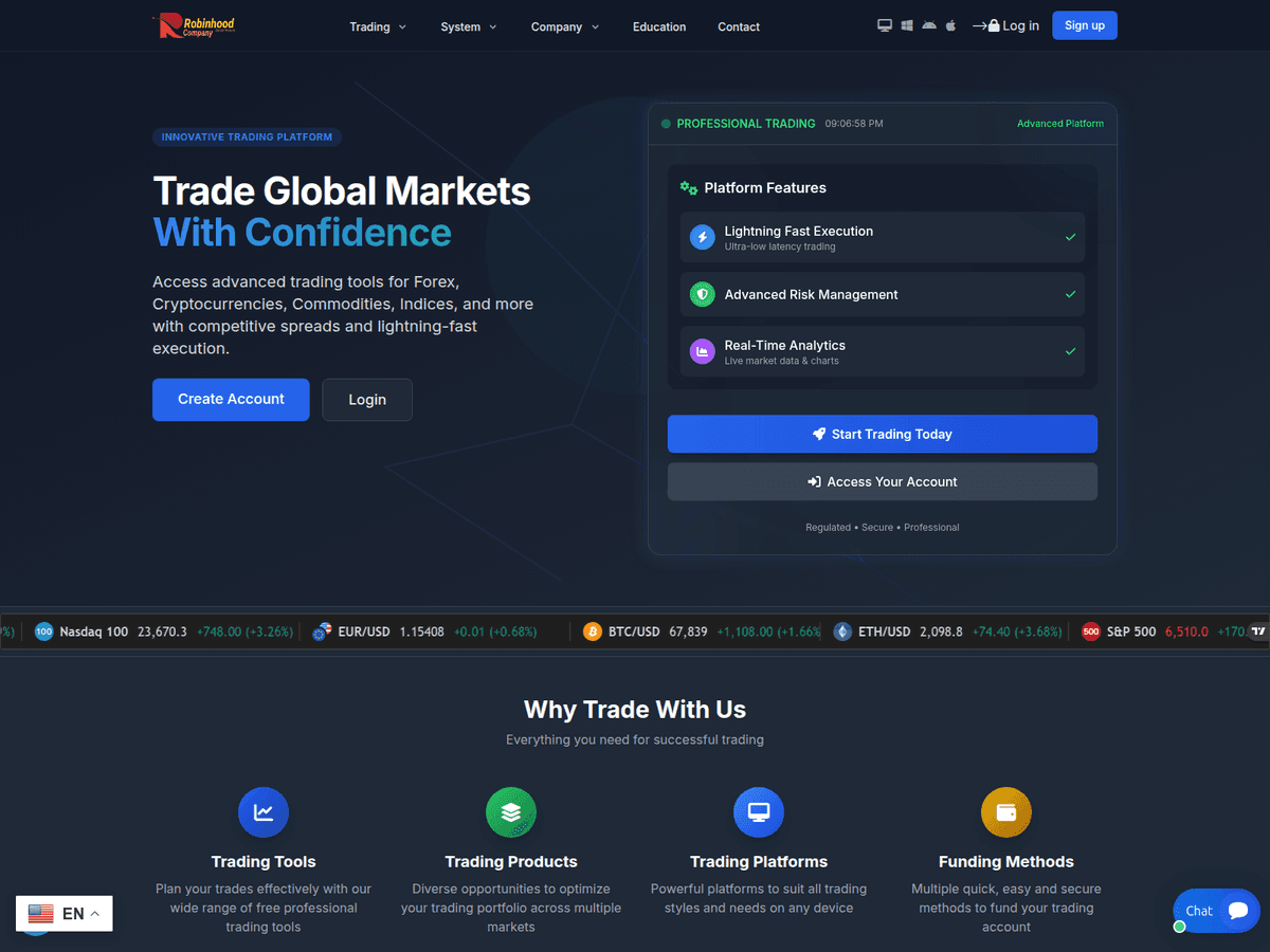 Screenshot der Webseite Robinhoodcompany (robinhoodcompany.live)