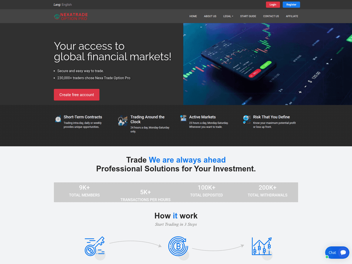 Screenshot der Webseite Oceanictrustunion (nexatradeoptionpro.com.oceanictrustunion.com)