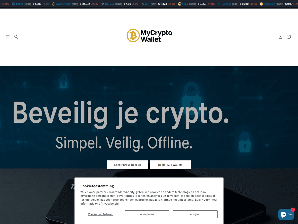 Screenshot der Webseite Mycryptowallet (mycryptowallet.nl)