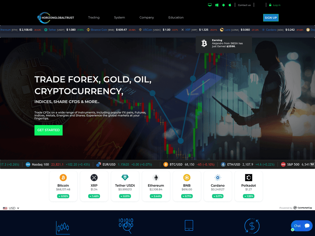 Screenshot der Webseite Valtarabitvision (horizonglobaltrust.com.valtarabitvision.com)