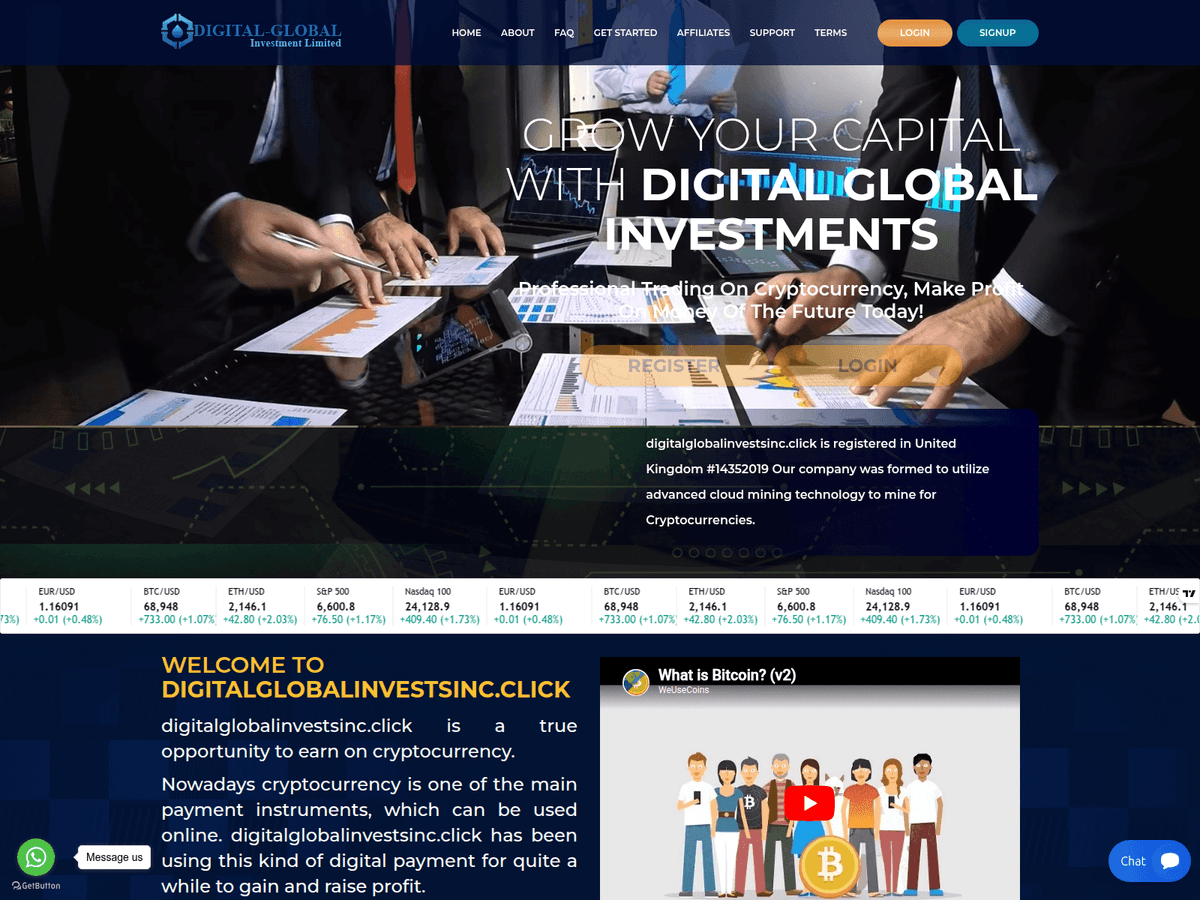 Screenshot der Webseite Digitalglobalinvestsinc (digitalglobalinvestsinc.com.digitalglobalinvestsinc.click)