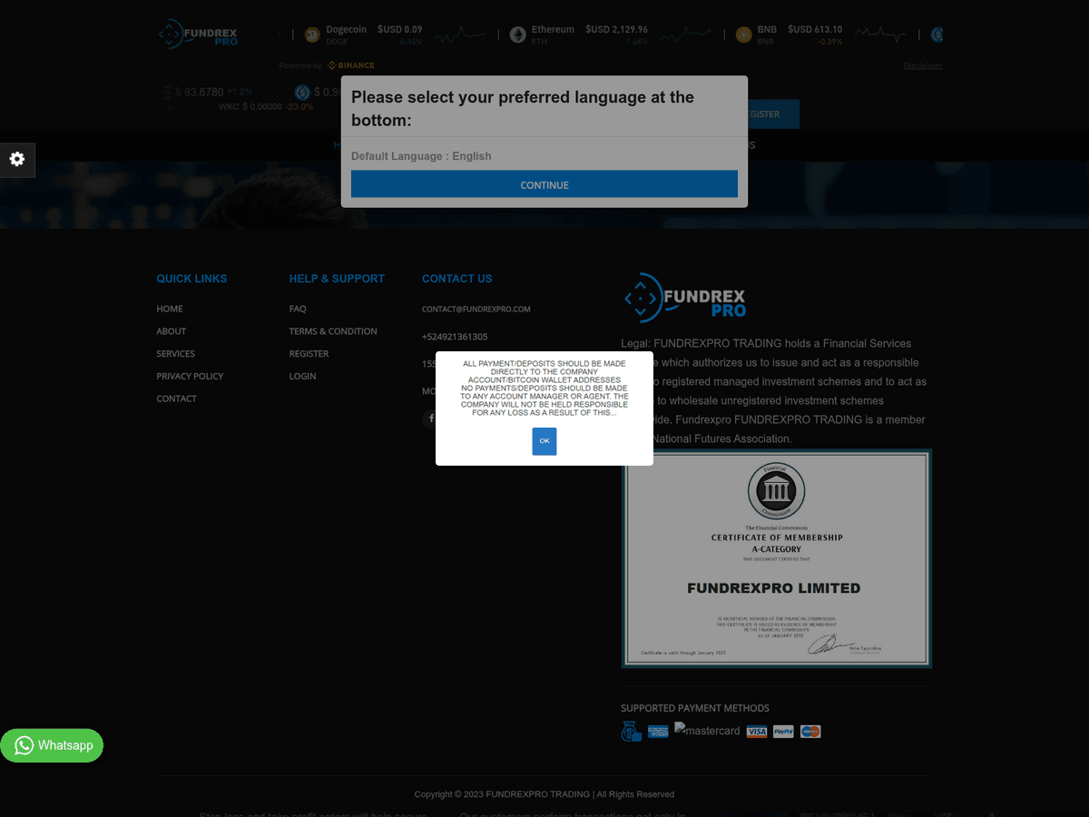 Screenshot der Webseite Fundrexpro (fundrexpro.com)