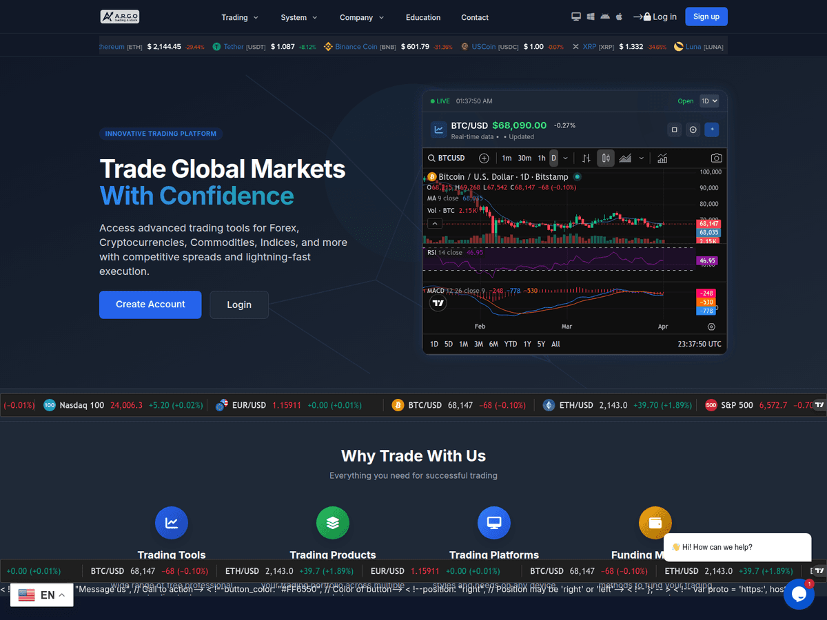 Screenshot der Webseite Argotradinginvestment (mail.argotradinginvestment.com)