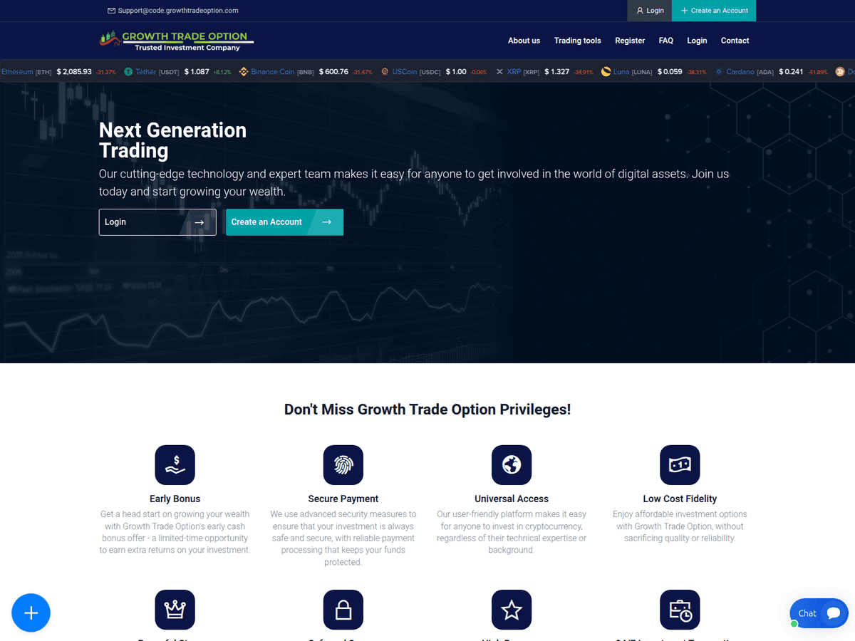 Screenshot der Webseite Growthtradeoption (code.growthtradeoption.com)
