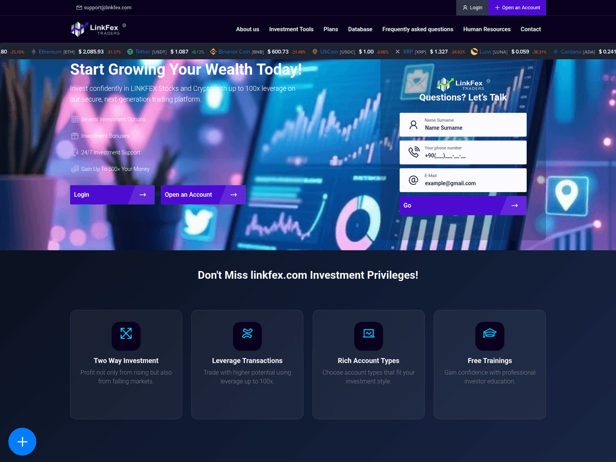 Screenshot der Webseite Linkfex (linkfex.com)