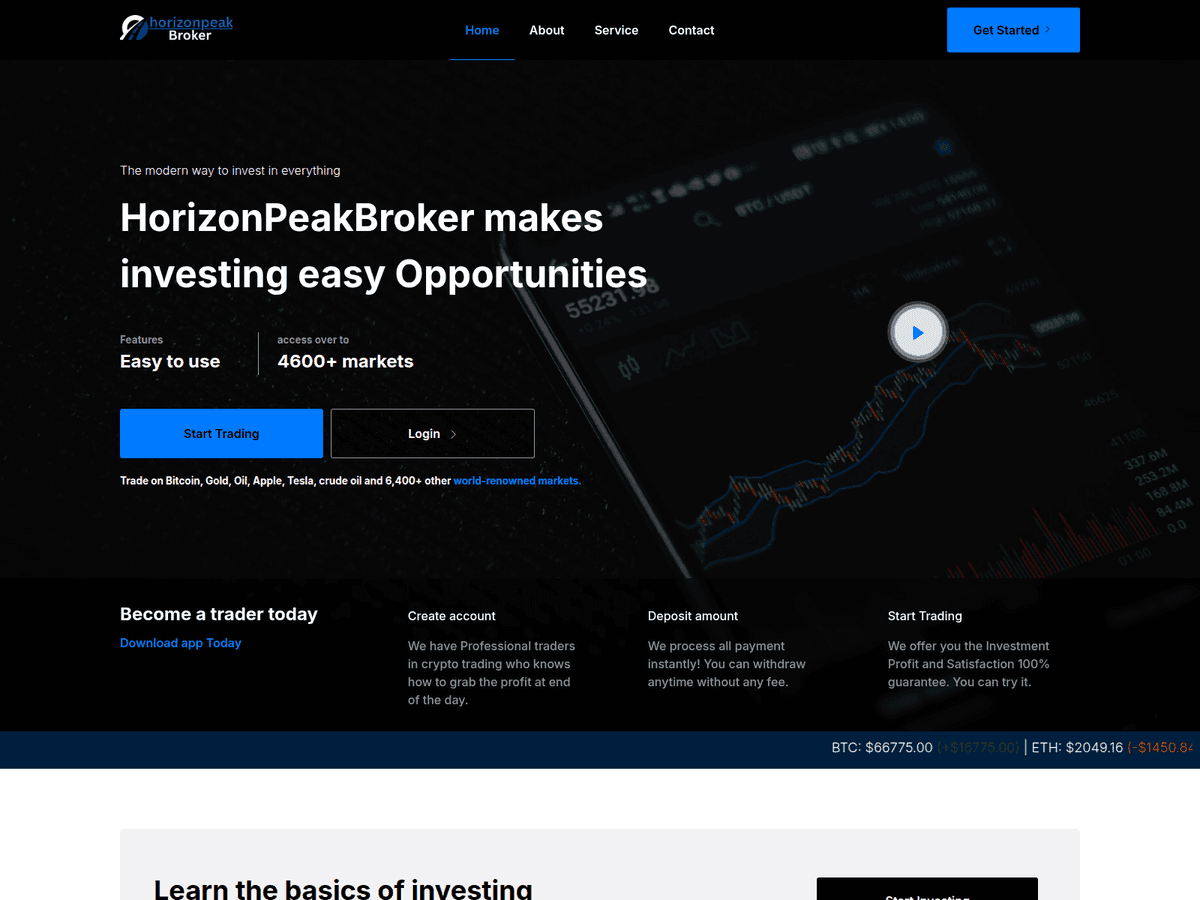 Screenshot der Webseite Horizonpeakbrokers (horizonpeakbrokers.com)