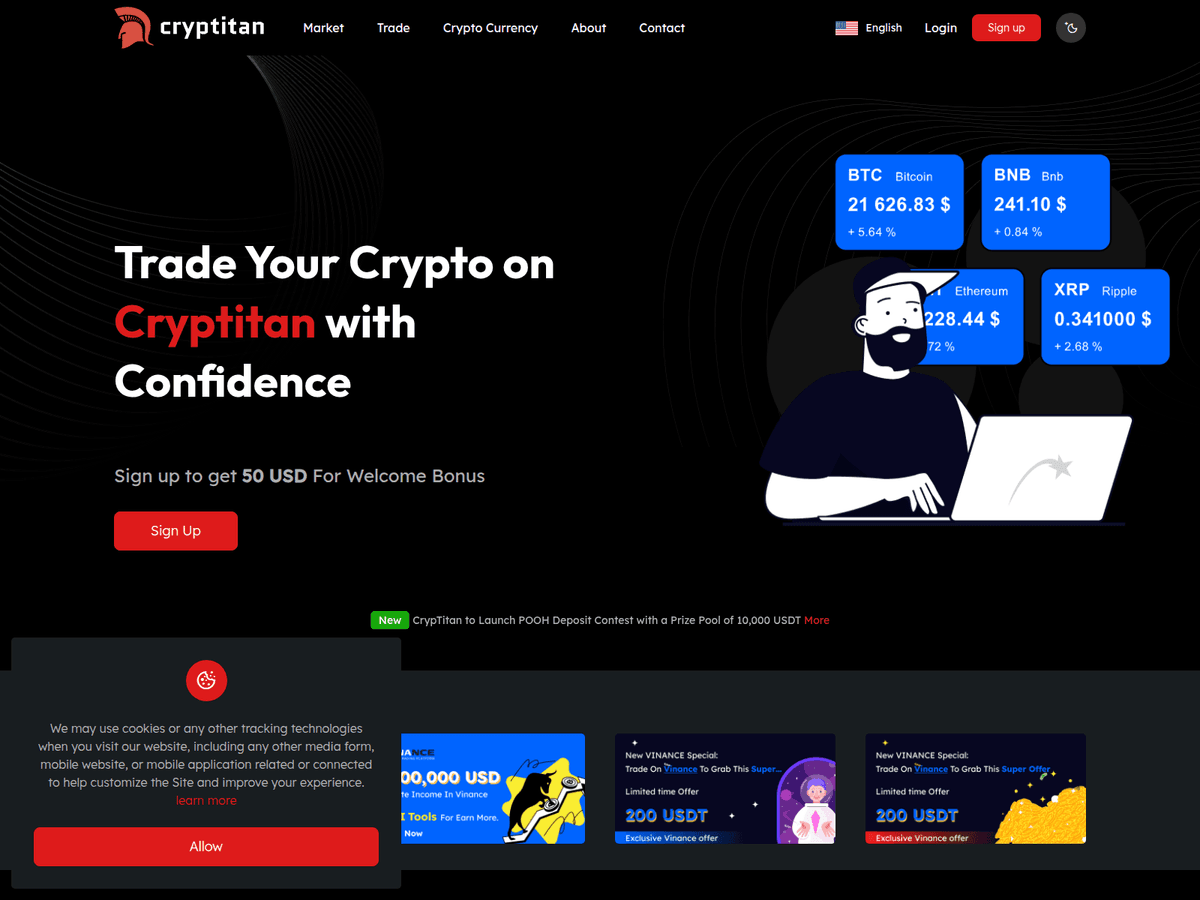 Screenshot der Webseite Cryptitan (cryptitan.io)