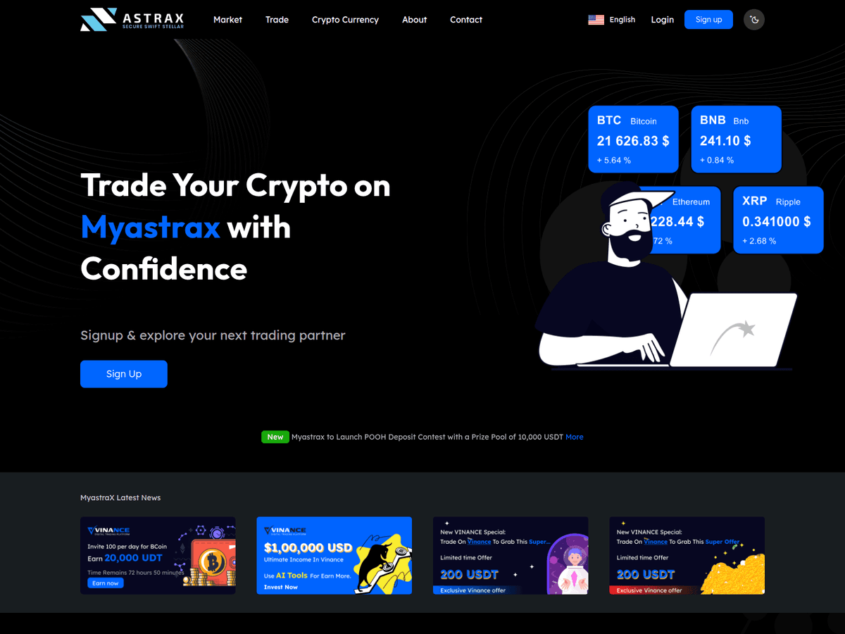 Screenshot der Webseite Myastrax (myastrax.com)