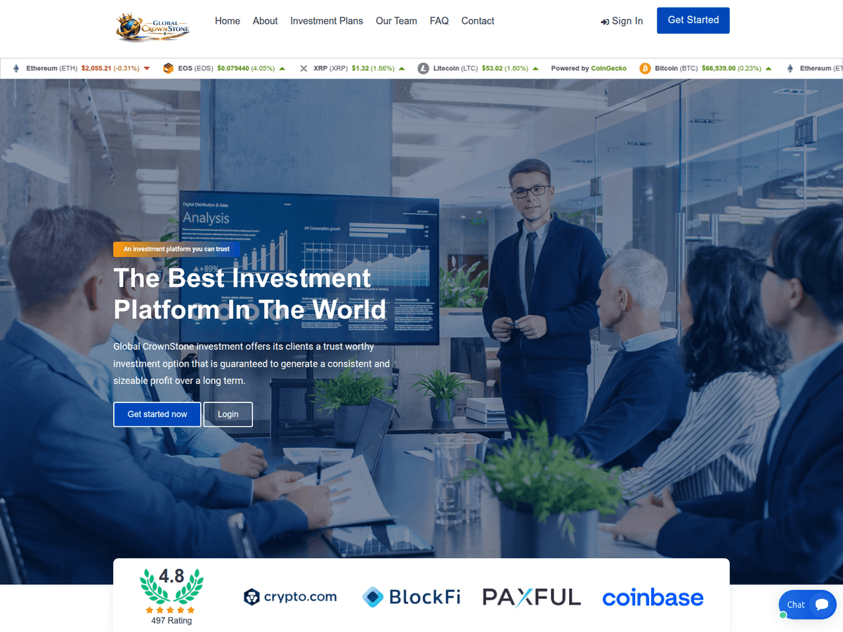 Screenshot der Webseite Globalcrownstone (mail.globalcrownstone.com)