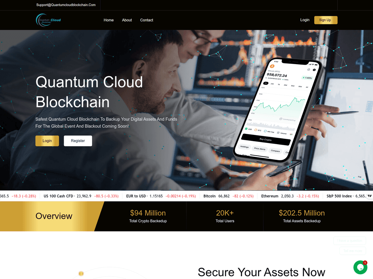 Screenshot der Webseite Quantumcloudblockchain (quantumcloudblockchain.com)