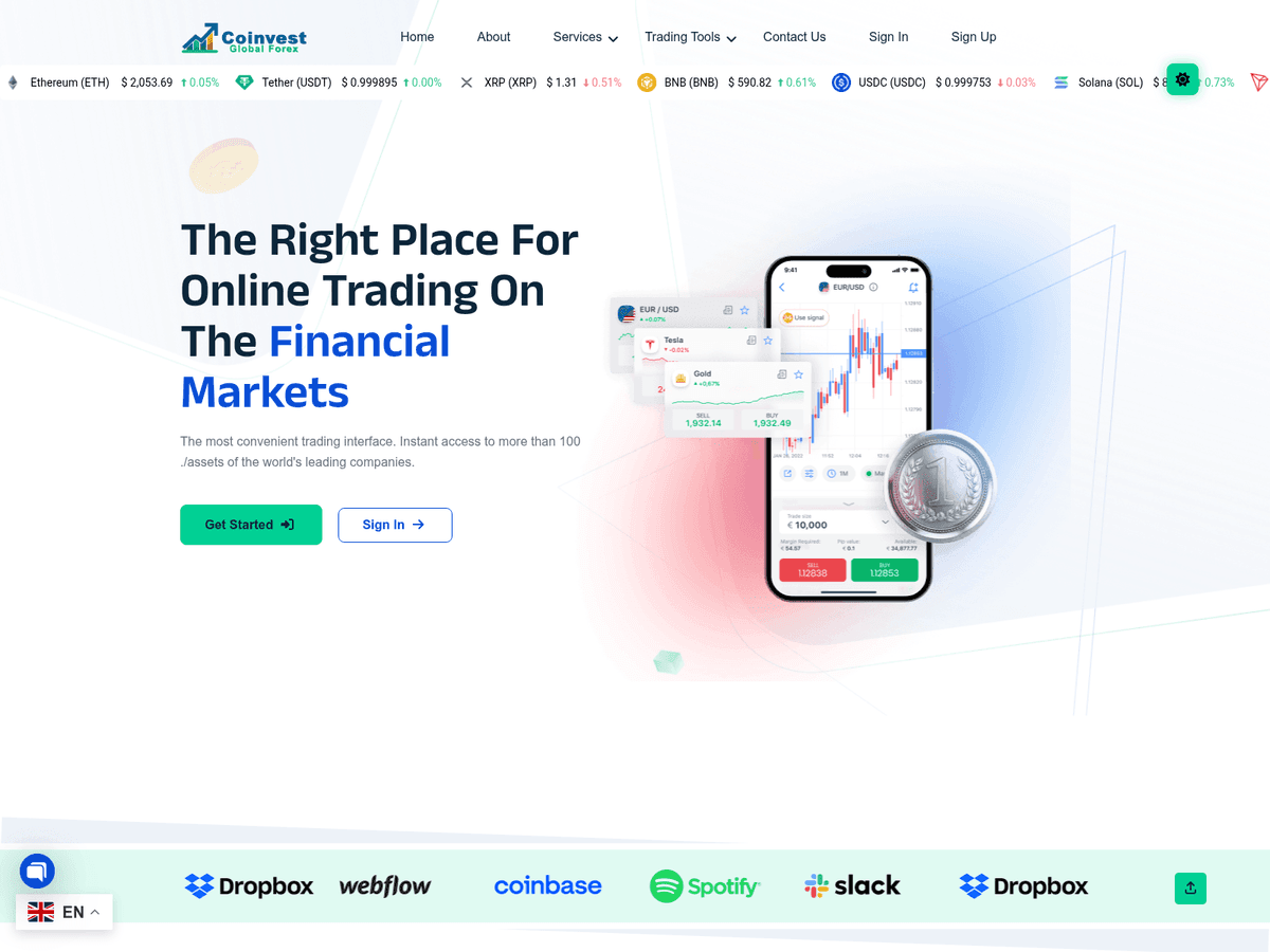 Screenshot der Webseite Tslamaxholder (coinvestglobalfx.com.tslamaxholder.com)