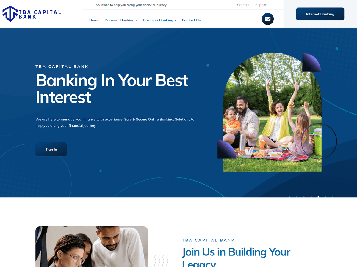 Screenshot der Webseite Tbacapitalbank (tbacapitalbank.com)