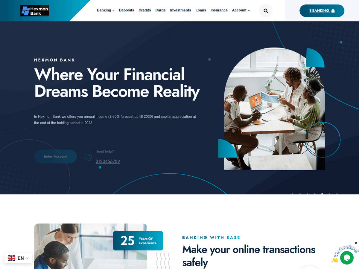 Screenshot der Webseite Hexmonbank (hexmonbank.com)