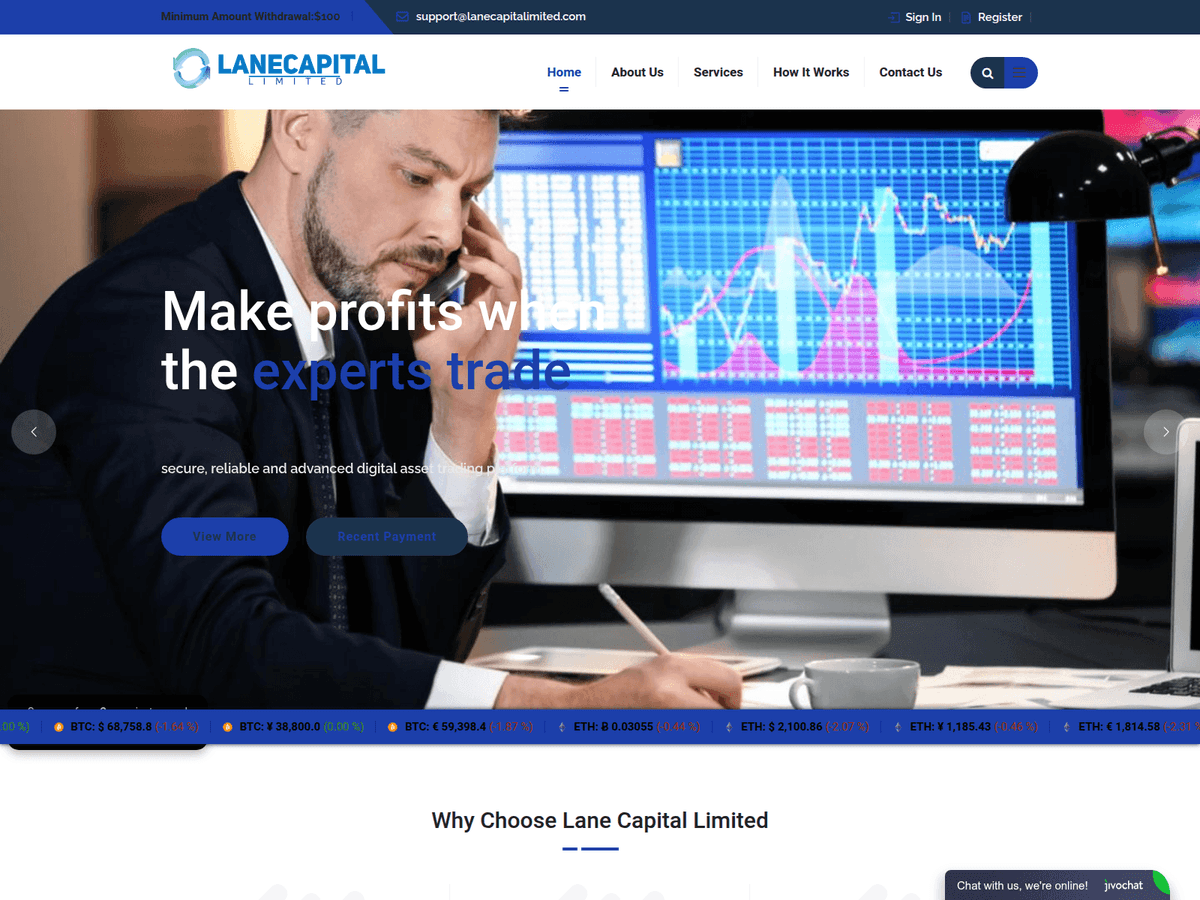 Screenshot der Webseite Lanecapitalimited (lanecapitalimited.com)