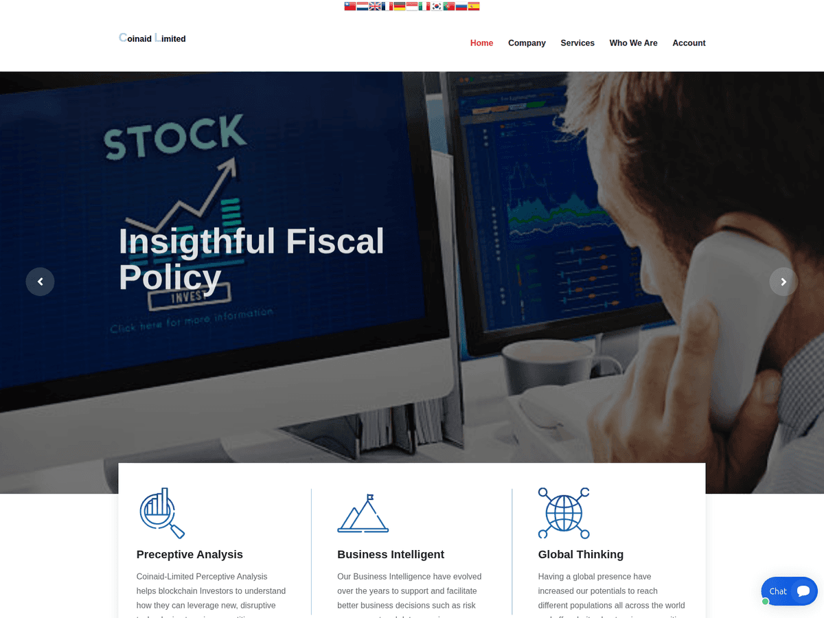 Screenshot der Webseite Coinaid (coinaid.ltd)