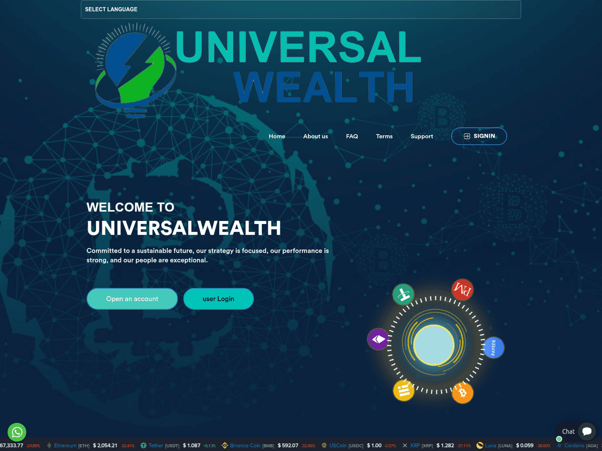 Screenshot der Webseite Universalwealth (universalwealth.org)