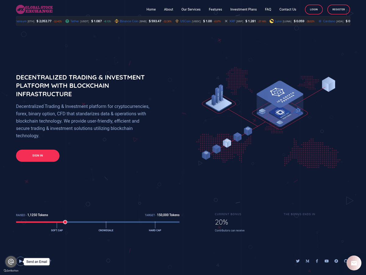 Screenshot der Webseite Globalstocksexchange (globalstocksexchange.com)