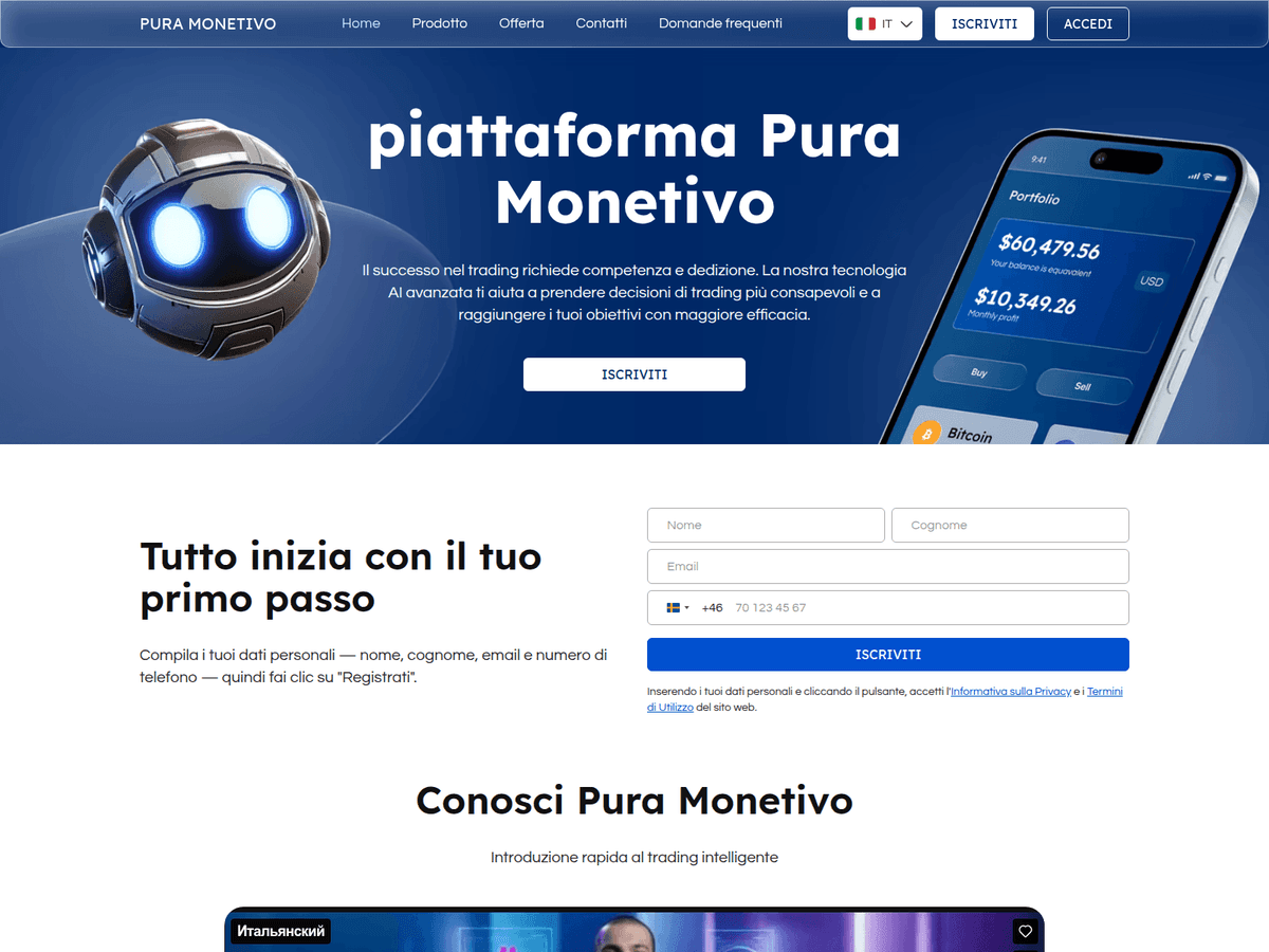 Screenshot der Webseite Pura Monetivo (pura-monetivo.com)