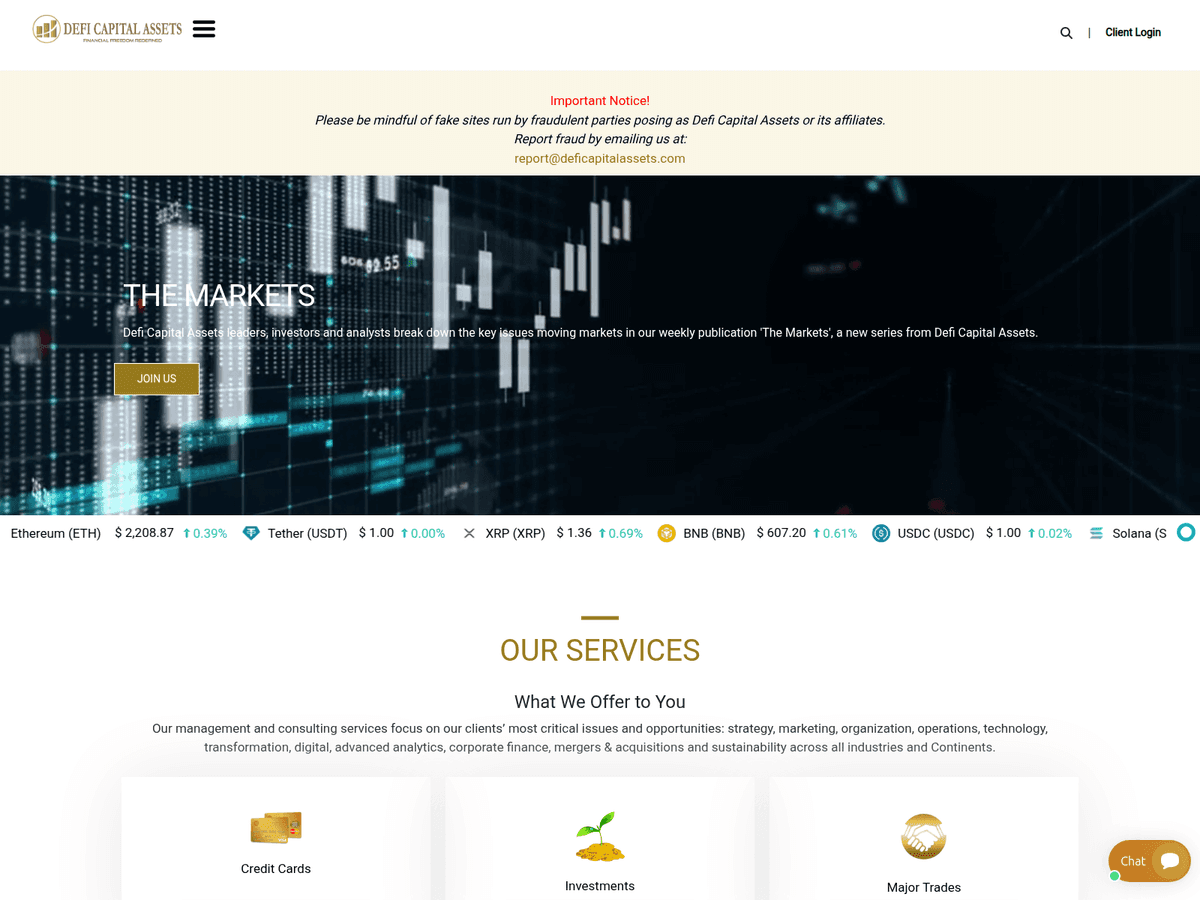 Screenshot der Webseite Deficapitalassets (deficapitalassets.com)