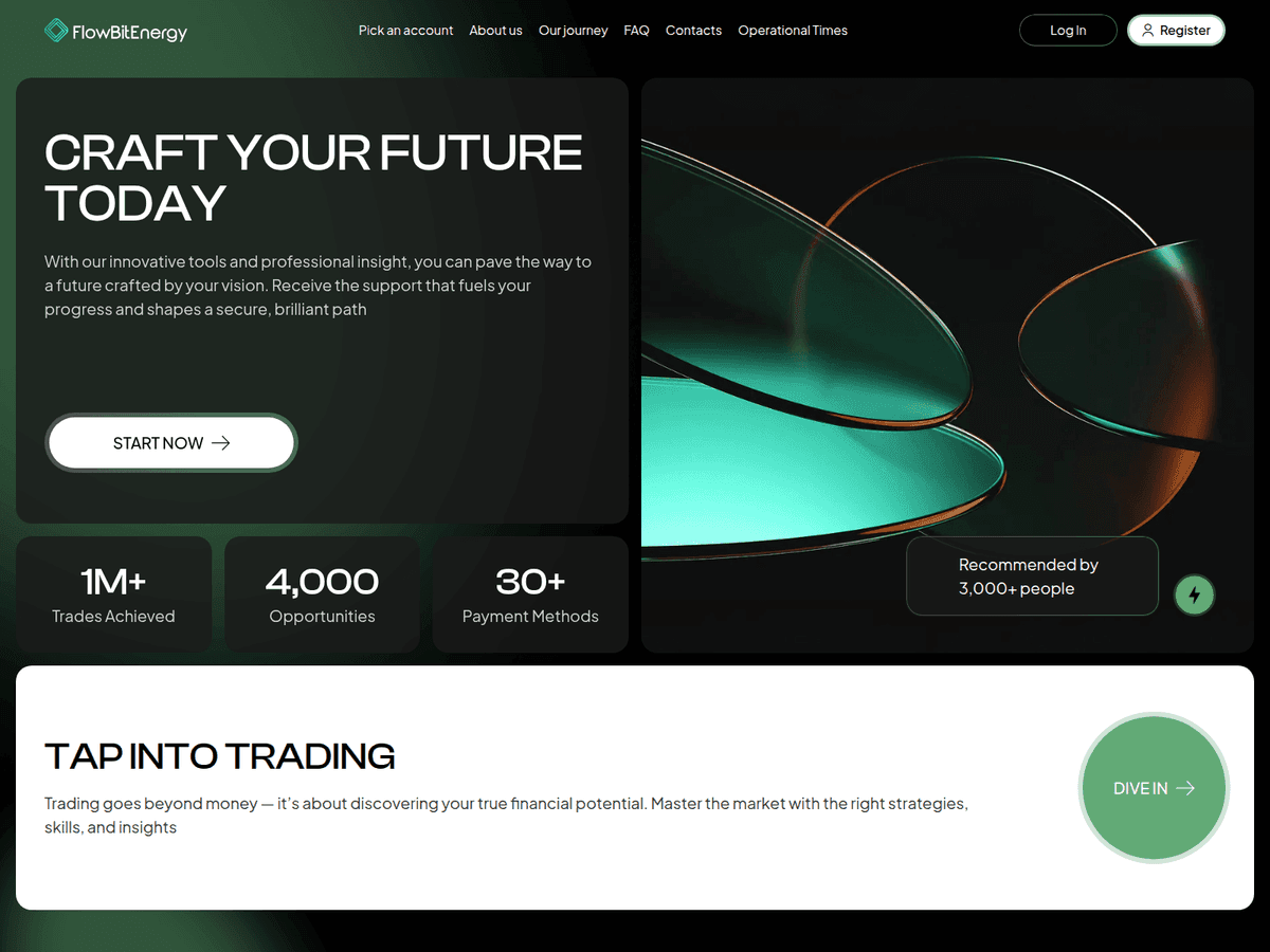 Screenshot der Webseite Flowbitenergy (flowbitenergy.com)