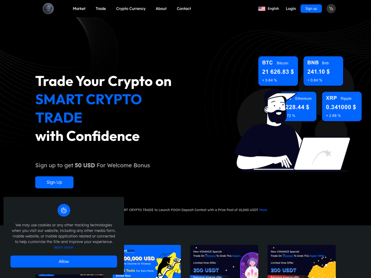 Screenshot der Webseite Smartcryptotrade (mail.smartcryptotrade.com)