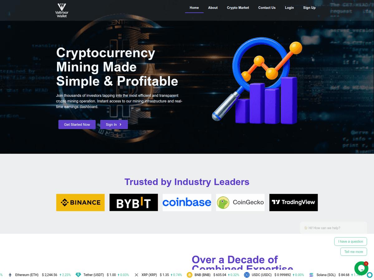 Screenshot der Webseite Valtrixorwallet (valtrixorwallet.com)