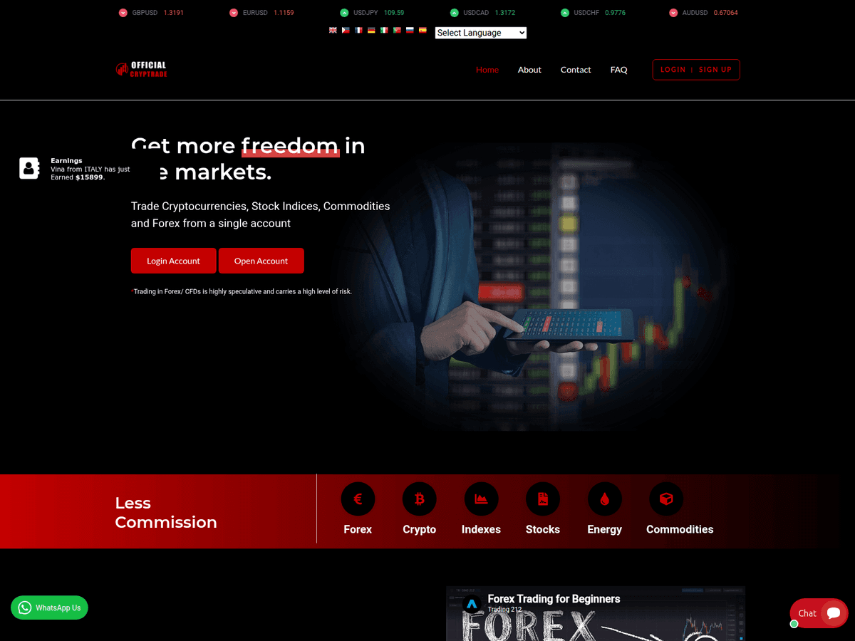 Screenshot der Webseite Officialcrptrd (mail.officialcrptrd.com)