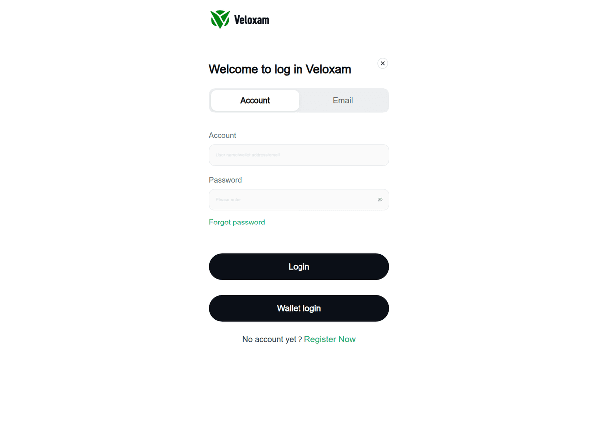 Screenshot der Webseite Veloxam (h5.veloxam.com)