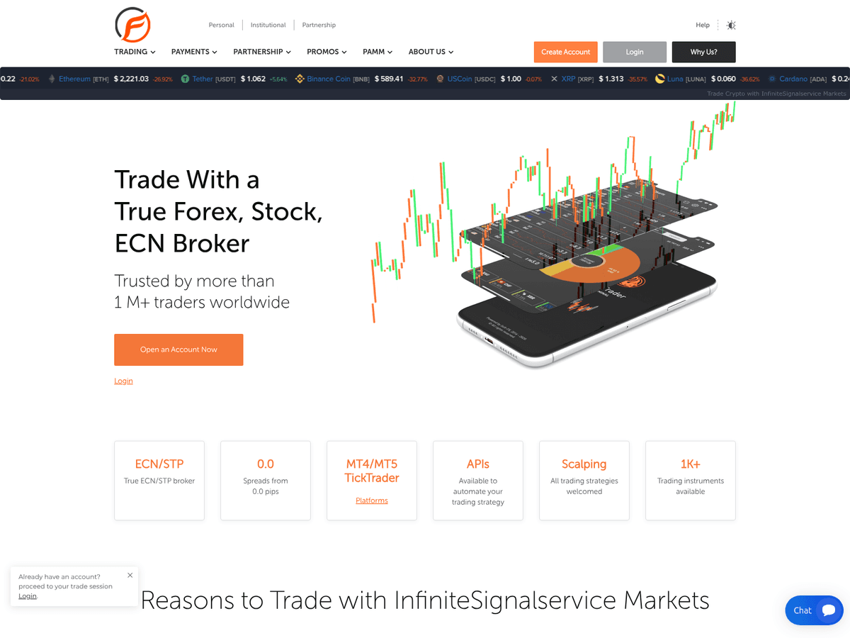 Screenshot der Webseite Infinitesignalservice (infinitesignalservice.com)