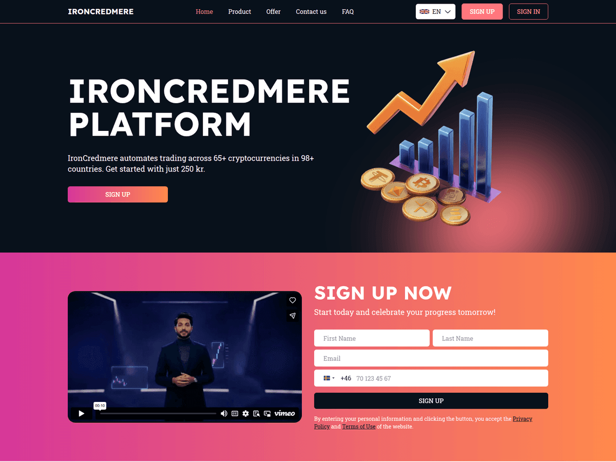 Screenshot der Webseite Ironcredmere (ironcredmere.com)