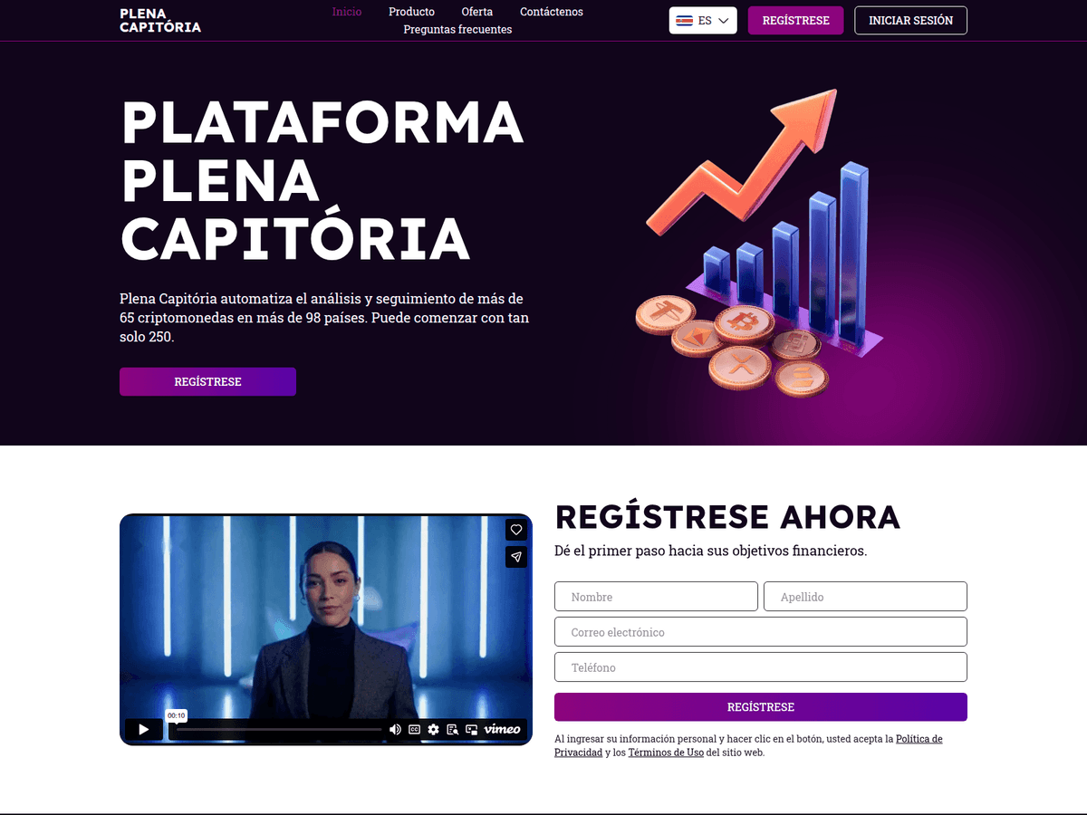 Screenshot der Webseite Plena Capitoria (plena-capitoria.com)