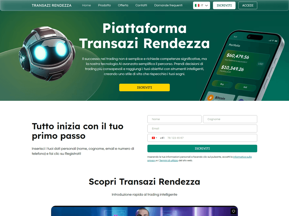 Screenshot der Webseite Transazi Rendezza (transazi-rendezza.com)