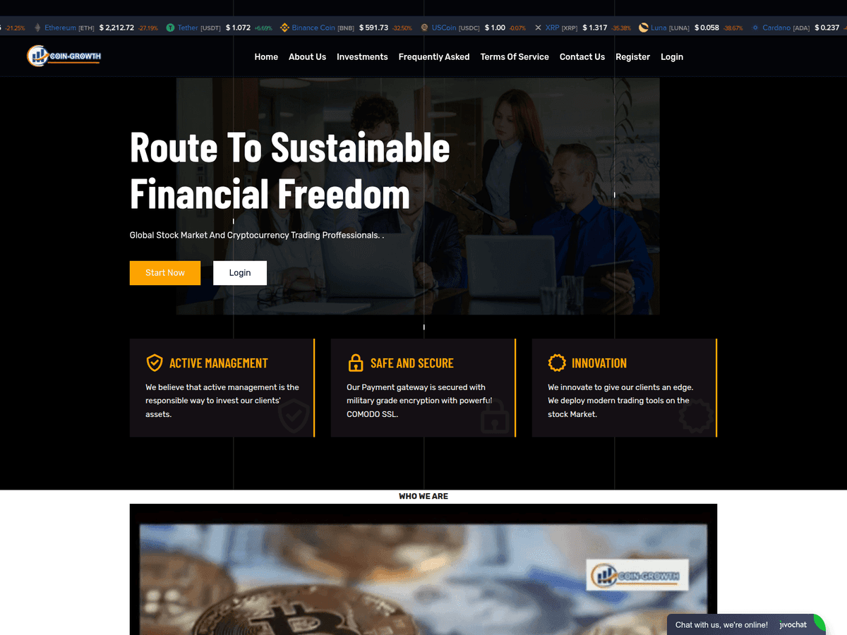 Screenshot der Webseite Coingrowthllc (mail.coingrowthllc.com)