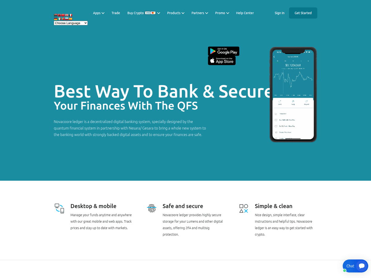 Screenshot der Webseite Novacoore (novacoore.com)
