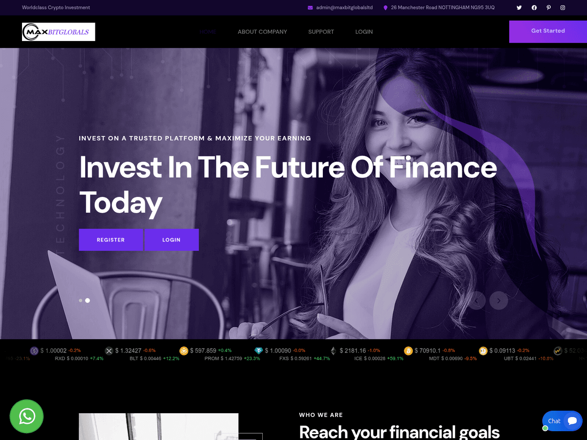 Screenshot der Webseite Harvestfx (maxbitglobalsltd.com.harvestfx.org)