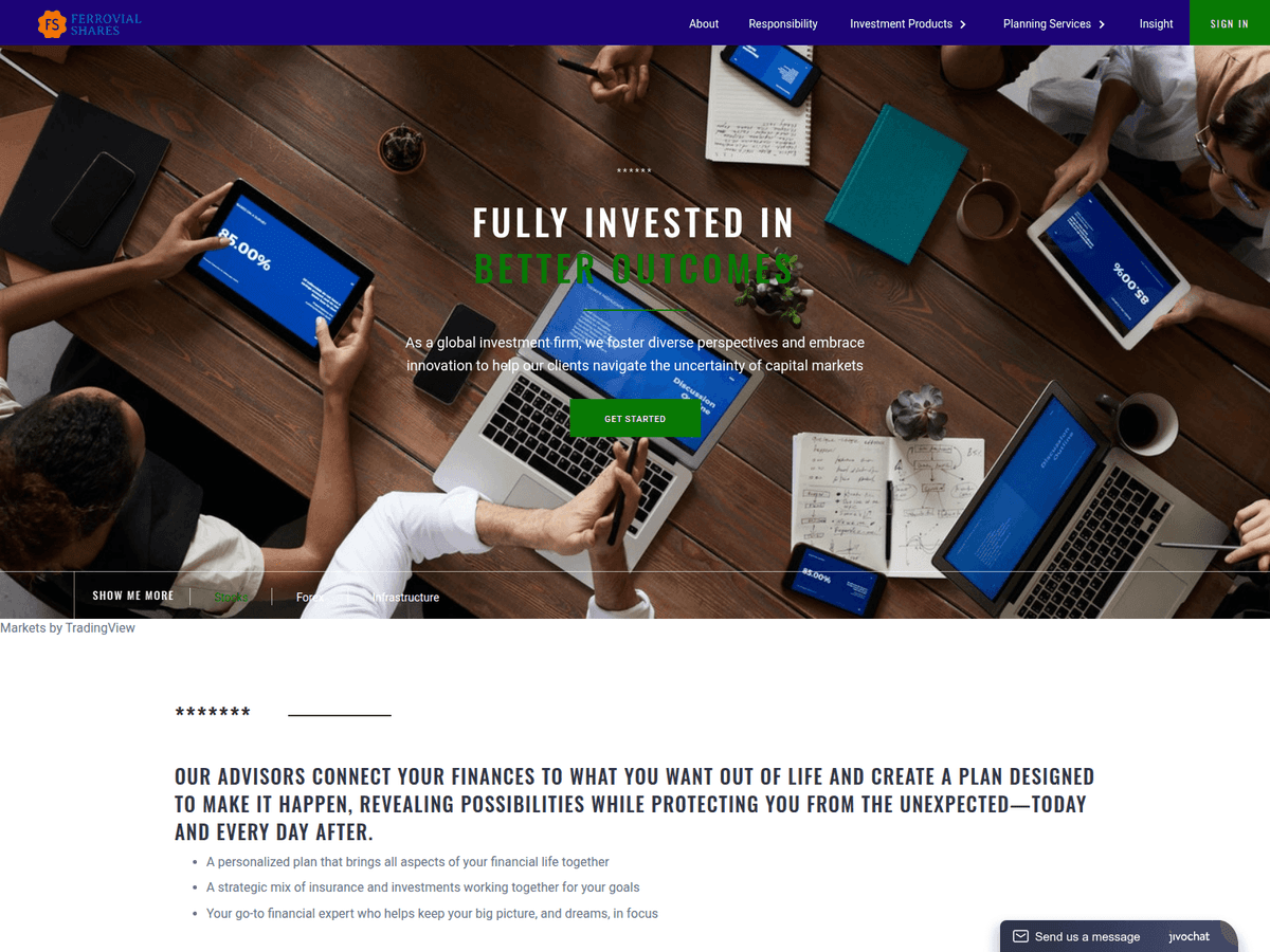 Screenshot der Webseite Ferrovialshares (ferrovialshares.com)