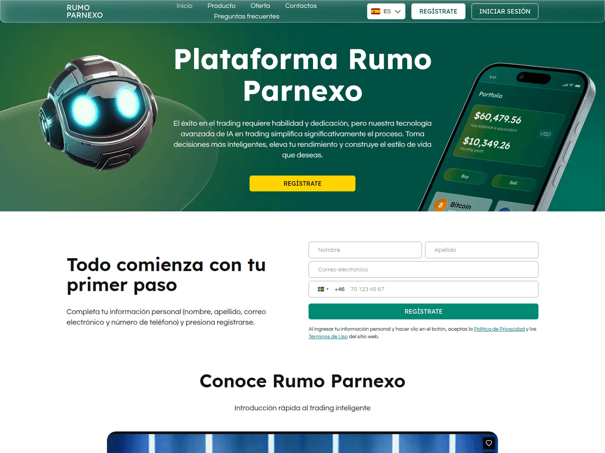 Screenshot der Webseite Rumo Parnexo (rumo-parnexo.com)
