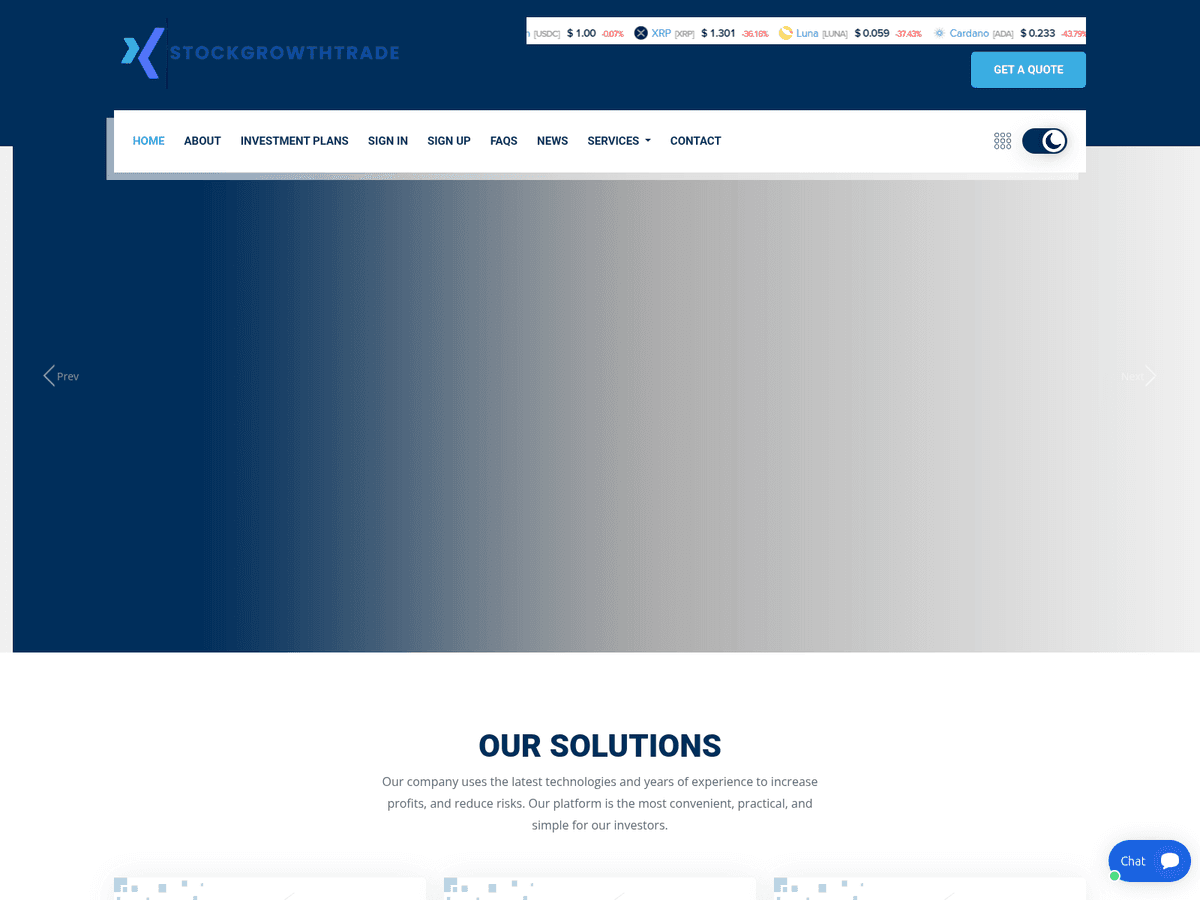 Screenshot der Webseite Stockgrowthtrade (stockgrowthtrade.com)