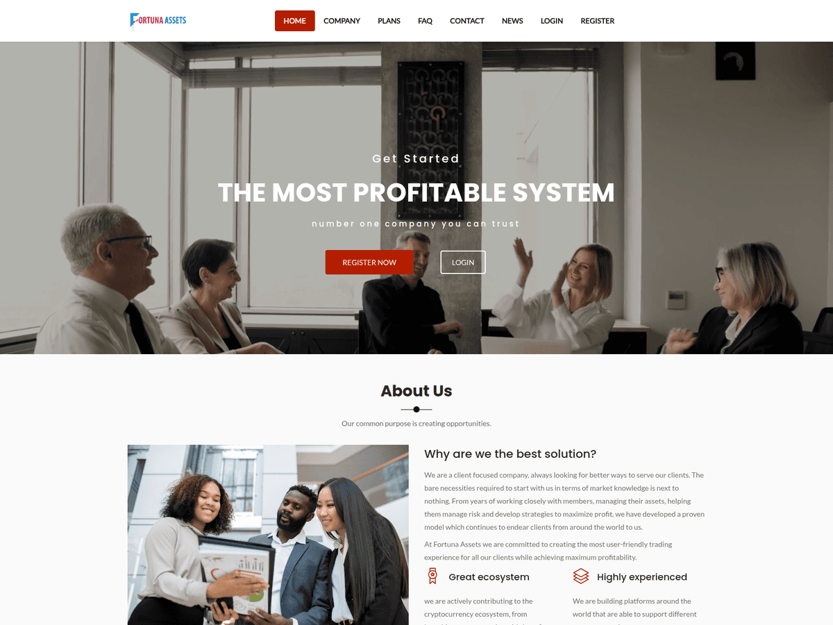 Screenshot der Webseite Axiatrusts (fortunassets.com.axiatrusts.com)