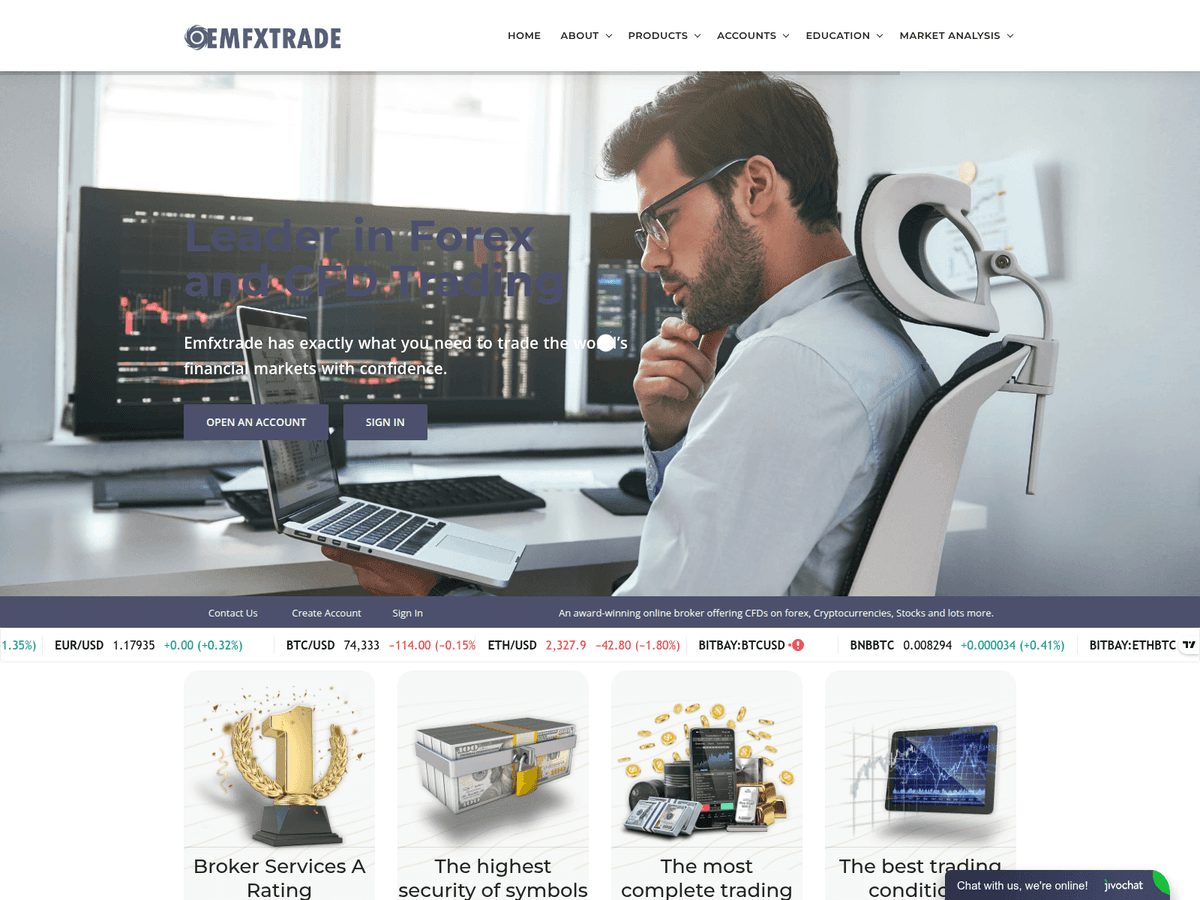 Screenshot der Webseite Emfxtrade (emfxtrade.com)